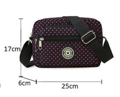 MOMISY Mobile Messenger Bag Ladies Nylon Shoulder Cross Body Long Strap Purse for Women Girls-Pink Polka