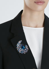 SYGA Brooch Pin Fashion Crystal Rhinestone Jewellery Pin Vintage Clothing Accessories Decoration Moon Design Blue Diamond Brooches For Women- S220