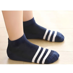MOMISY 5 Pairs Baby Girl Boys Toddlers Infant Ankle Stretch Tube Socks (3Striped, 9 Years-12 Years)