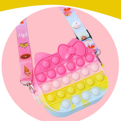 SYGA Children Pop It Fidget Silicone Bag Kids Push Popper Educational Decompression Bubble Shoulder Bag (Single Color)