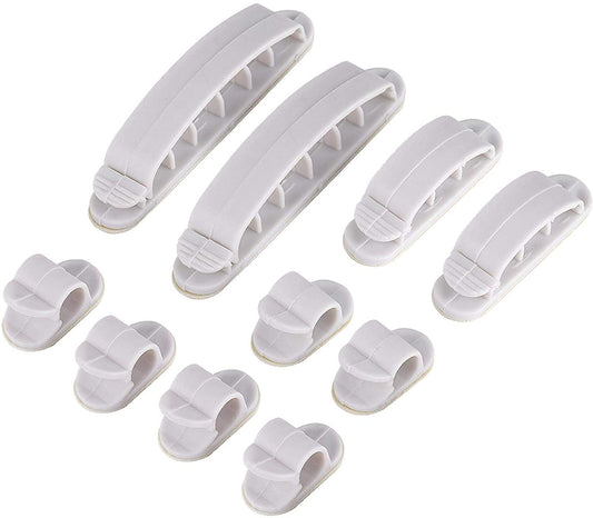 Syga Set of 10 Cable Management Clips Adhesive Wire Clips Wall Multi-Pack Cable Tie Holder