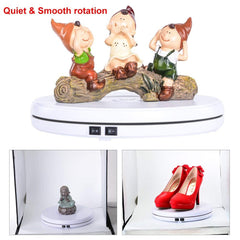 Syga Electric 360 Degree Automatic Motorized Mute Rotating Turntable for Photography Products Rotary 25CM Turn Table LED Lights Stereo Display Advertising Turntable Stand with 10KG Load Capacity