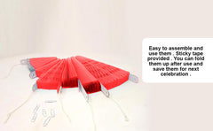 SYGA 6 Pieces of Paper Flower Fan Decoration Background Wall DIY Paper Fan Flower Ball Set(Red)