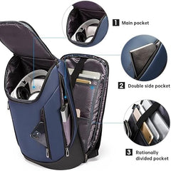 Red Lemon BANGE Captain Business Smart Backpack Water-Resistant fit 15.6 Inch Laptop Backpack with USB Charging Port,Travel Durable Backpack for Men and Women (Black)