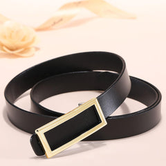SYGA Women's Belt PU Leather Genuine Cowhide, Simple And Fashionable Decorative Suit Trouser Belt(Black)
