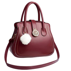 SYGA Women's Oval Handbag Stylish Shoulder Bag with Decorative Pendant & Zipper Closure