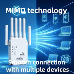 HIKwifi GIANAC 1200 Mbps Dual Band WiFi Extender with Ethernet Port, WiFi Repeater Dual Booster 2.4GHz and 5GHz, Wireless Internet Range Extender, Supports Up to 80 Devices for Home & Office