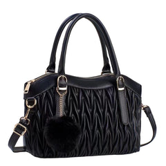 SYGA Women's Handbag New Solid Color Soft Leather Vegetable Bag Large Capacity Simple Foreign Style Mother Bag (Black)