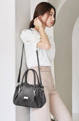 SYGA Women's Bags Soft Leather Middle-Aged And Elderly Women's Bags Single Shoulder Crossbody Bag(Grey)