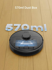 DREAME D9 Max Gen2 Robot Vacuum Cleaner, 6000Pa Vacuum Robot with Mop Function, Movable Brush, Multi-Floor Maps, Ideal for Carpets, Hard Floors and Pet Hair, Black, 285 Minutes