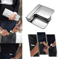 SYGA Lazy Belt Clip Folding Elastic Belt Buckle Pants Waist Shrink Clip Unisex Multifunctional Belt Buckle (Black)