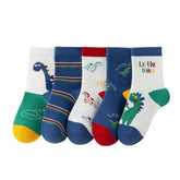 SYGA 5 Pairs Baby Girl & Baby Boy Socks, Toddlers Infant Cotton Stretch Crew Socks with Dianasor Design, Suitable for 2-5 years baby