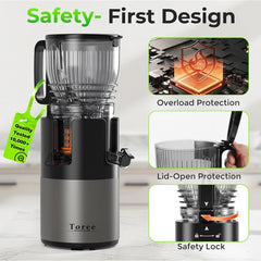 Toree Juicer Machine, 148 mm Feed Chute Slow Cold Press Juicer for Whole Fruits & Vegetables, Easy to Clean, High Juice Yield, 300W motor-heavy duty -1 Year free Replacement warranty 81306 56959