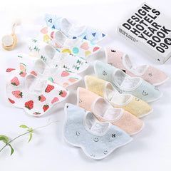 MOMISY Muslin Pure Cotton Printed Baby Feeding Bibs, Set of 4, Assorted Colours