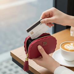 MOMISY PU Leather Women's Credit Debit Card Holder Money Wallet Purse Clutch (20 Slots Maroon)