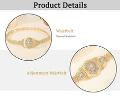 SYGA Women's Hollow Diamond Waist Chain Flower Body Waist Chain Sun Flower Cross-Border Ancient Ethnic Style Kamarband For Saree & Dress(Gold)