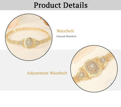 SYGA Women's Hollow Diamond Waist Chain Flower Body Waist Chain Sun Flower Cross-Border Ancient Ethnic Style Kamarband For Saree & Dress(Gold)