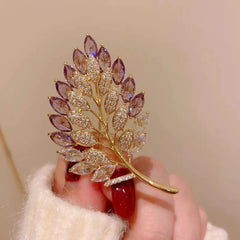 SYGA Brooch Pin Fashion Crystal Rhinestone Jewellery Pin Vintage Clothing Accessories Decoration Creative Leaf Corsage Brooches - S224