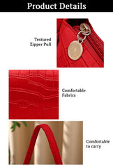SYGA Women's Red Handbags Crocodile Pattern Bag Ladies Shoulder Bag