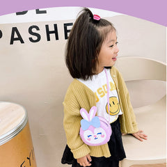 SYGA Children Rabbit & Bow Sling Messenger Bag Coin Bag Cartoon Backpack PU Leather Kitten Handbag for Toddlers Kids (Black)