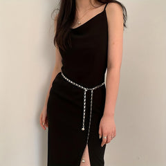 SYGA Metal Hook Adjustable Waist Chain Women's Fashion Versatile Decorative Dress Personalized Chain Waist Slim Belt(Silver)
