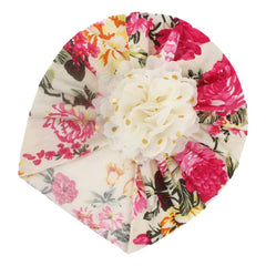 SYGA Baby Turban Hat, Toddler Beanie Cap Infant Hat 6 Month-4 Years Cotton Floral Baby Cap Headwear Unisex With Big Flower Soft Cute Hat, Multicolor
