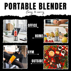 Goodscity Blender For Smoothie And Juices | Portable Hand Blender For Kitchen | Premium Usb Rechargeable Fruit Juicer Machine | 450Ml BPA FREE Food Grade Glass Jar| Long Battery Life |1 Year Warranty