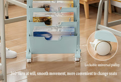 SYGA Removable Multifunctional Book Storage Rack Shelf Living Room Layered Plastic Magrack 3drawers with Wheels (Blue)