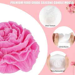 MOMISY Silicone Mold | 3D DIY Fondant Candle, Soap Mould Candy Mold I Baking Tools for Cake Chocolate Candy Ice Jelly Soap I Cake Baking Moulds I Bakeware Mold (Peony Grey)