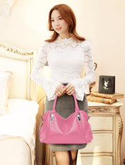 SYGA Women's Large Capacity Casual Crossbody Bag, One Shoulder Strap, Pu Leather Handbags(Pink)