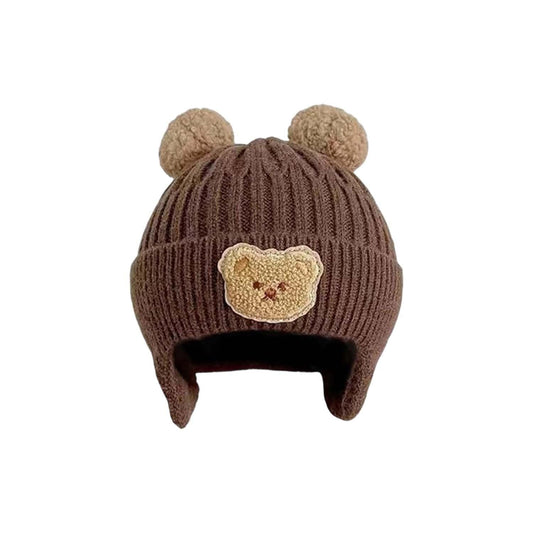 MOMISY Baby Beanie Winter Hat, Rainbow Warm Toddlers Beanies for Kids Boys & Girls Woolen Knitted Cap (6 Months - 2 Years) (Bear Brown)