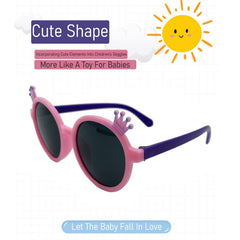 SYGA Children's Goggles Crown Style Sunglasses Anti-UV Lens Eyewear Kids Sunglasses (Blue Frame Pink Legs)