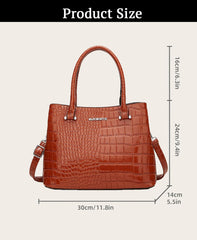 SYGA Women's Handbag Versatile Casual Crocodile Pattern Shoulder Bag(LIGHT BROWN)