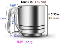 SYGA Stainless Steel Flour Sifter Large Baking Sieve Cup for Powdered Sugar