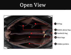 SYGA Women's Large Capacity Casual Crossbody Bag, One Shoulder Strap, Pu Leather Handbags(Black)