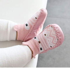 MOMISY Anti-Skid leather soled Shoe Socks for Baby Boys and Baby Girls-12 to 18 months, Medium, Pink
