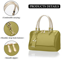 SYGA Gloosy versatile patent leather women's bags, texture and personality, portable Handbag, crossbody bag(YELLOW)