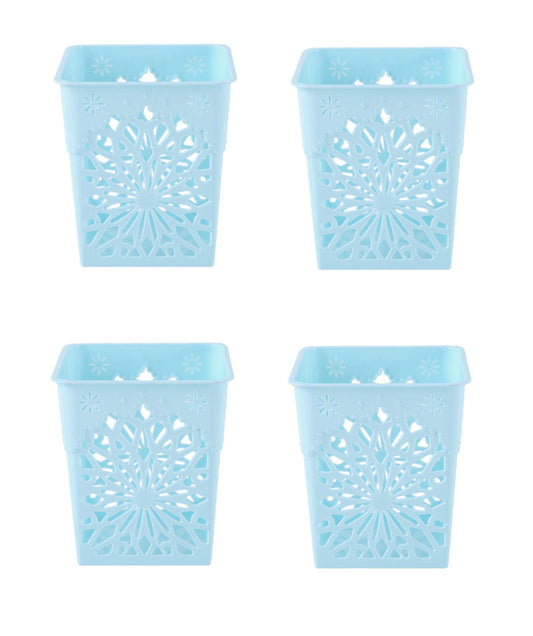 SYGA 4 Pieces Plastic Square Shape Storage Pen Holder_Blue