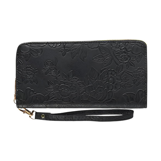 SYGA Women's PVC Material , Zip-Around Wallet with Flower Pattern, Card and Coin Holder