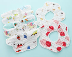 MOMISY Muslin Pure Cotton Printed Baby Feeding Bibs, Set of 4, Assorted Colours