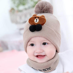 SYGA Unisex Baby Cap for Infant Taddy Winter Cap 12-24 Month - Beige