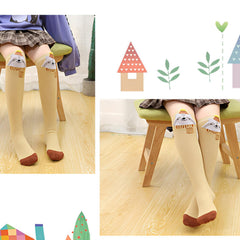 MOMISY 1 Pair of Baby Spring Winter And Autumn Combed Cotton Long Tube Knee-High Socks Suitable Age of 3 to 12 Years (IN, Age, 3 Years, 12 Years, YellowFox)