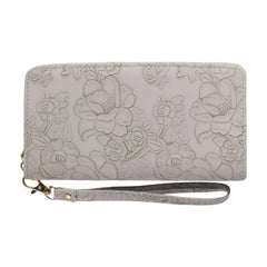 SYGA Women's PVC Material , Zip-Around Wallet with Flower Pattern, Card and Coin Holder