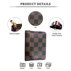 SYGA Women's Fashion Wallet, Double Zipper with Card Slots and Coin Pouch(Brown)