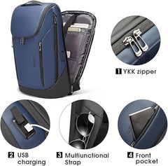 Red Lemon BANGE Captain Business Smart Backpack Water-Resistant fit 15.6 Inch Laptop Backpack with USB Charging Port,Travel Durable Backpack for Men and Women (Black)