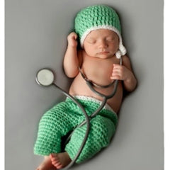 MOMISY Newborn Photography Props Baby Girl Photo Props for Infant Hand Crocheted Nurse pant and Hat-Nurse