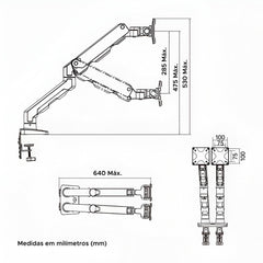 SYGA NB G55 Dual Monitor Arm Stand, 27-34 Inches, Adjustable Gas Spring Mount-Black