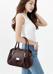 SYGA Women's Bags Soft Leather Middle-Aged And Elderly Women's Bags Single Shoulder Crossbody Bag(Brown)