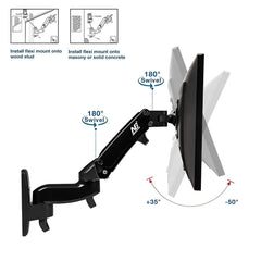 SYGA NB F150 Monitor Wall Mount Bracket, Full Motion Single Arm for 17-35 Inch Screens, 3-12kg Load Capacity, Black