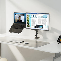 17-27" Gas Strut LED Monitor Desk Arm with Laptop Tray 360 Degree Swivel tilt